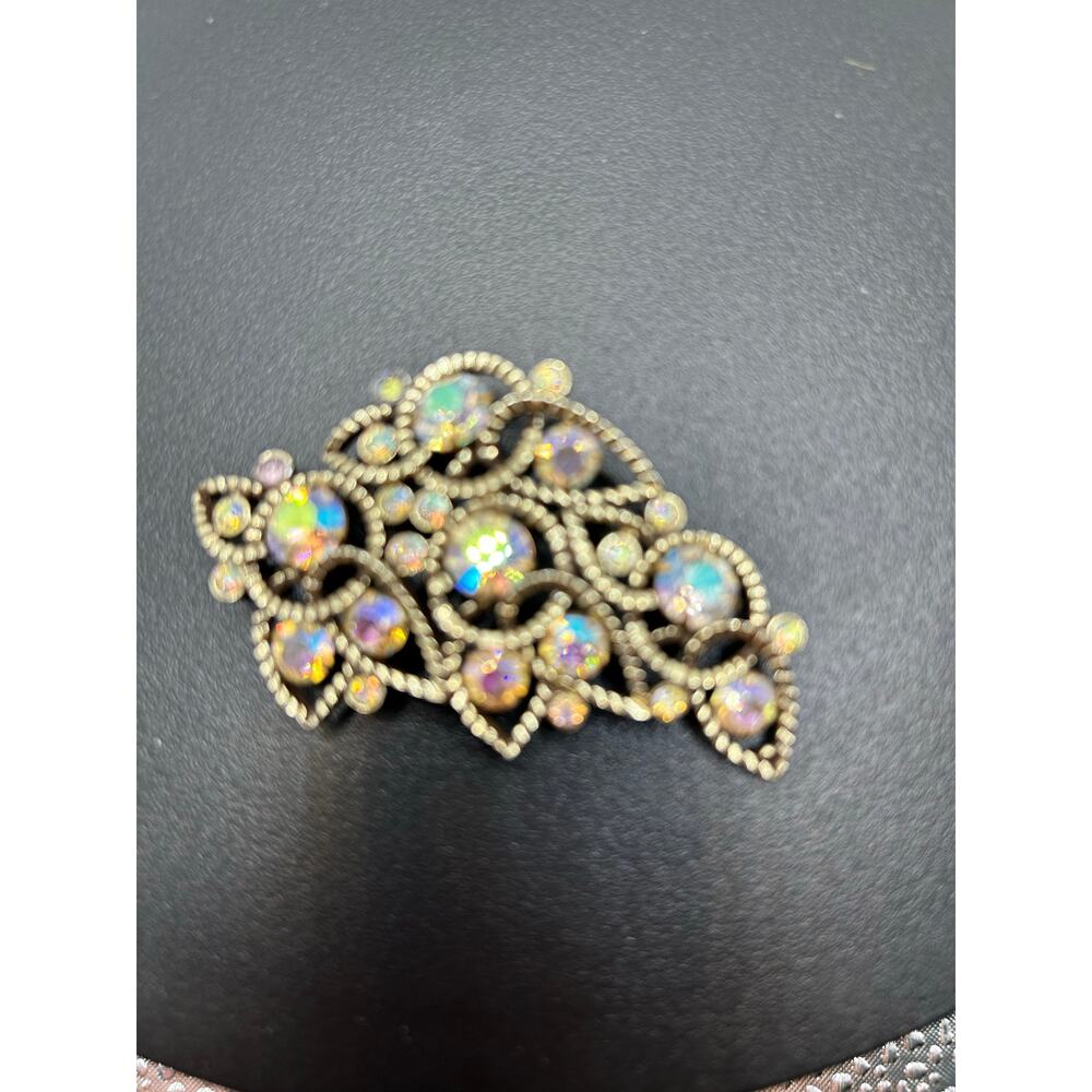 Vintage Kramer Aurora Borealis Rhinestone Brooch Mid Century MCM Iridescent Pin